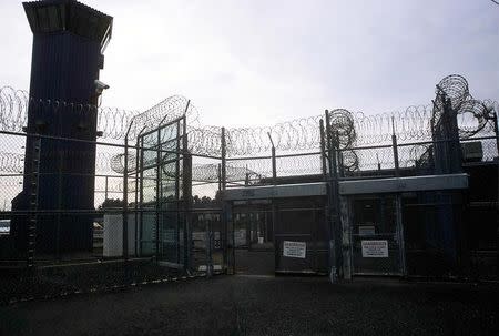 An interior courtyard at Pelican Bay prison in Crescent City, California, April 27, 2005.