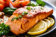 <p>The <a href="https://www.theactivetimes.com/healthy-living/fish-oil-omega-3-facts?referrer=yahoo&category=beauty_food&include_utm=1&utm_medium=referral&utm_source=yahoo&utm_campaign=feed" rel="nofollow noopener" target="_blank" data-ylk="slk:fish oil;elm:context_link;itc:0;sec:content-canvas" class="link ">fish oil</a> found in salmon is rich in omega-3 fatty acids. Omega-3s are not only heart-healthy and beneficial to your brain, but they also provide one of the best sources of bone-building vitamin D. Women are much more likely to develop osteoporosis as they age, which can lead to broken bones — so stocking up on <a href="https://www.thedailymeal.com/healthy-eating/ways-increase-vitamin-d-foods?referrer=yahoo&category=beauty_food&include_utm=1&utm_medium=referral&utm_source=yahoo&utm_campaign=feed" rel="nofollow noopener" target="_blank" data-ylk="slk:the best foods for vitamin D;elm:context_link;itc:0;sec:content-canvas" class="link ">the best foods for vitamin D</a> can go a long way. </p>