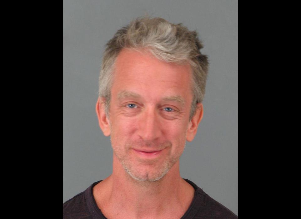 Andy Dick smirks in his mugshot after being arrested at a restaurant in Temecula, California, for allegedly being under the influence of drugs or alcohol. The 45-year-old comic was listed on the booking sheet as 5ft 10in and weighing 155lbs. He was apparently at 9.20pm on May 2 at a Marie Callenders, not a restaurant chain known as a celebrity hotspot.  (Splash)