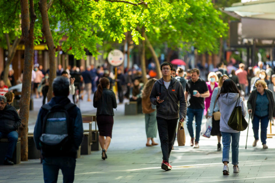 A general view is seen of Pitt Street Mall in Sydney, Australia. 