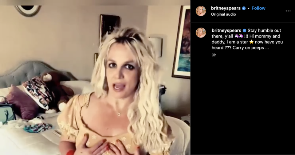 Britney Spears urges concerned fans to stand down on Instagram (Instgram)