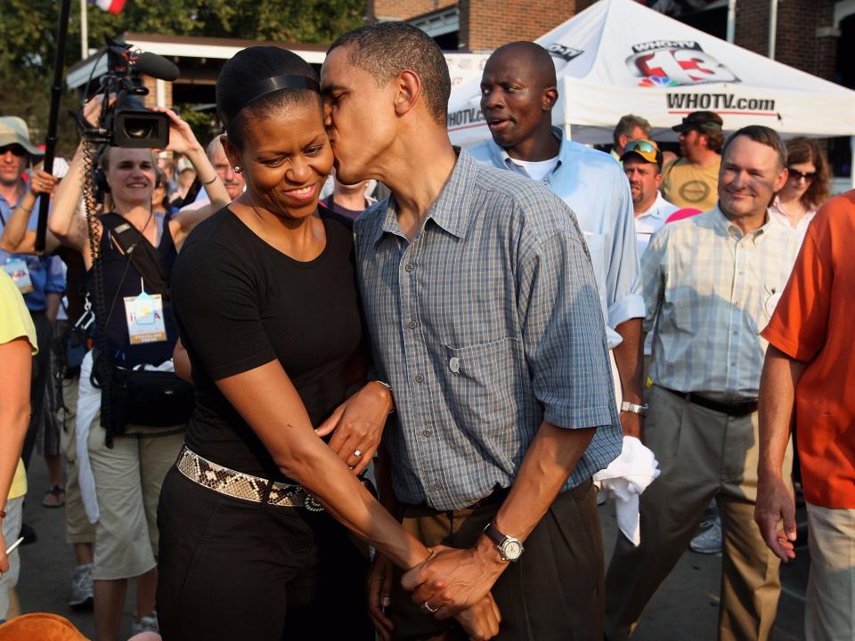 Barack and Michelle Obama at the Iowa State Fair in 2007