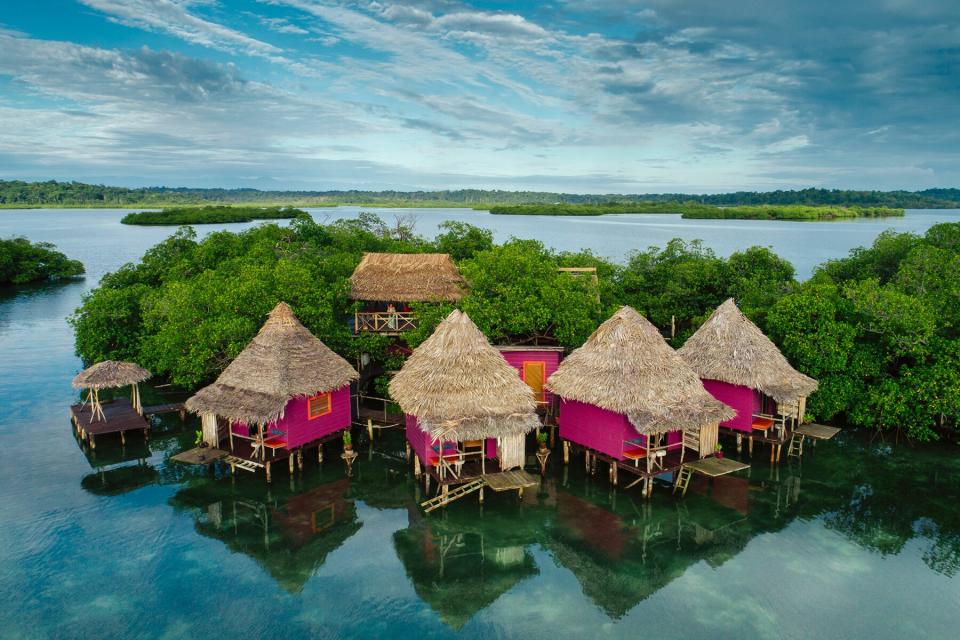 Overwater bungalows at Urraca Private Island Eco Resort in Panama