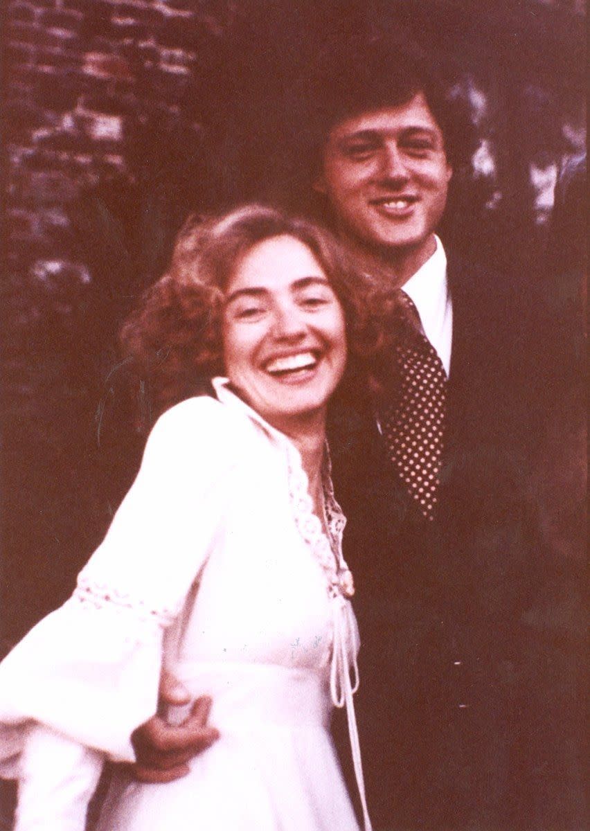 <p>The former president and first lady <a href="https://go.redirectingat.com?id=74968X1596630&url=https%3A%2F%2Fwww.theknot.com%2Fcontent%2Fhillary-and-bill-clinton-wedding-story&sref=https%3A%2F%2Fwww.redbookmag.com%2Fabout%2Fg34054165%2Fcelebrity-wedding-year-you-were-born%2F" rel="nofollow noopener" target="_blank" data-ylk="slk:met at the library;elm:context_link;itc:0;sec:content-canvas" class="link ">met at the library</a> at Yale Law School. "I noticed that he kept looking over at me," Hillary said. "I said 'If you're going to keep looking at me, and I'm going to keep looking back, we might as well be introduced. I'm Hillary Rodham," she said. They were married in Arkansas on October 11, 1975 and have one daughter together, Chelsea. <br></p>