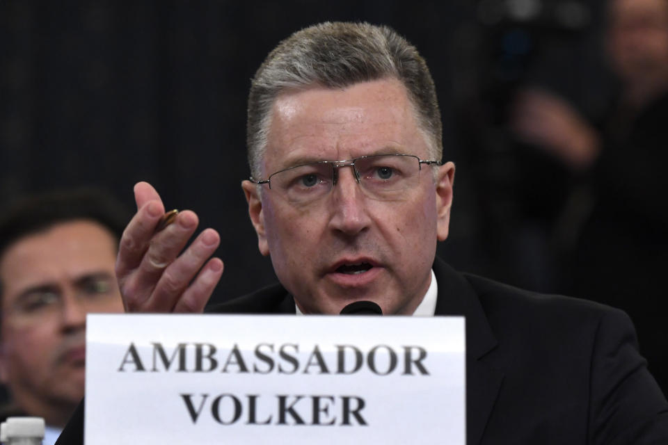 Ambassador Kurt Volker, former special envoy to Ukraine, testifies before the House Intelligence Committee on Capitol Hill in Washington, Nov. 19, 2019. (Photo: Susan Walsh/AP)