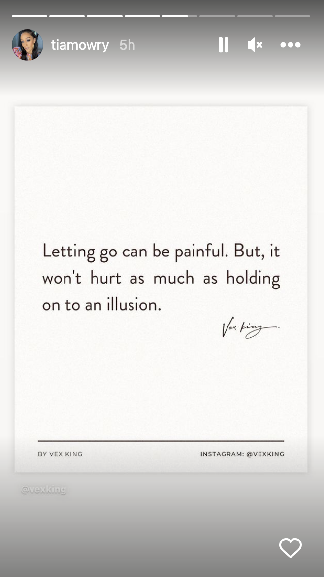 An Instagram post that reads "letting go can be painful, but it won't hurt as much as holding on to an illusion"