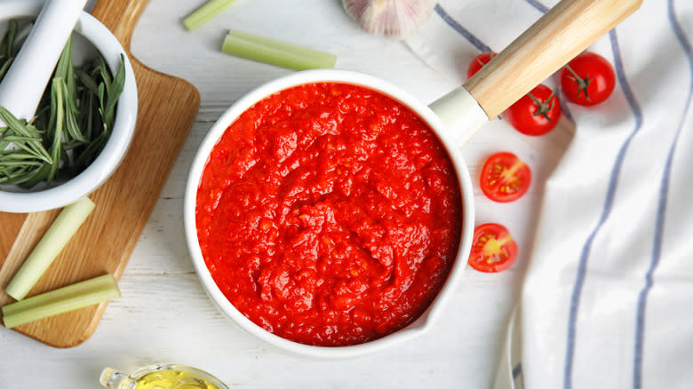 Tomato sauce in a pan