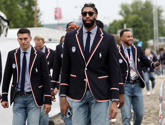 PARIS, FRANCE - JULY 26: Anthony Davis of Team United States looks on prior to the opening ceremony of the Olympic Games Paris 2024 on July 26, 2024 in Paris, France. (Photo by Quinn Rooney/Getty Images)