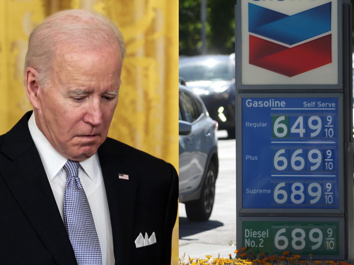President Biden; gas prices in San Francisco, California on May 20, 2022