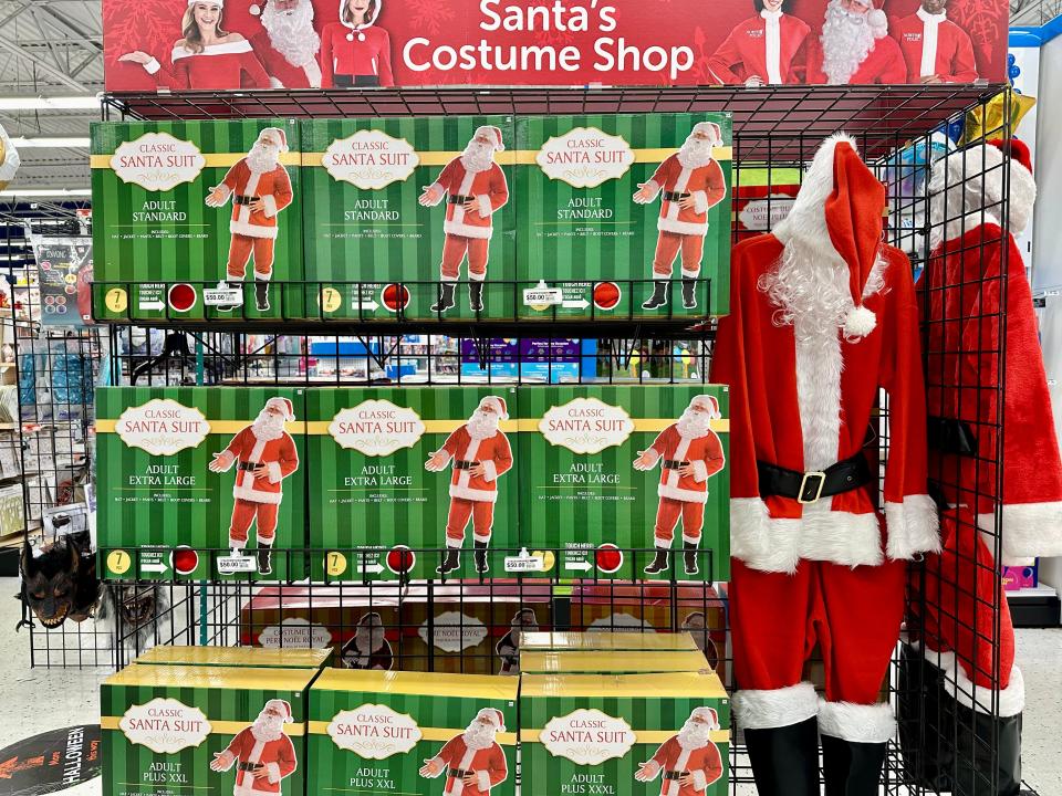 Santa costumes at Party City.