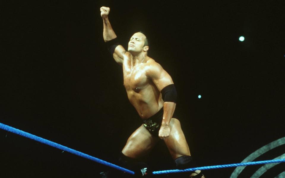 The Rock mid-match in Los Angeles, 2000 - Getty