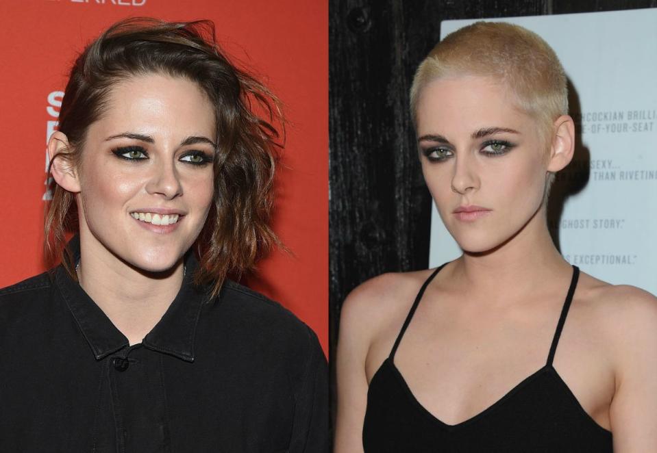 <p><strong>Quand : Mars 7, 2017 </strong><br> Kristen Stewart est réputée pour ses mèches ébouriffées depuis qu’elle a décroché le statut de méga star en jouant dans la saga <em>Twilight</em>. Cependant, la jeune femme de 26 ans a décidé d’opter pour un tout nouveau style et a aujourd’hui un look bien différent ! K. Stewart a choqué ses fans en dévoilant sa nouvelle coupe courte blonde lorsqu’elle a foulé le tapis rouge de l’avant-première de son film <em>Personal Shopper</em> à LA. <em>(Photo : Getty)</em> </p>