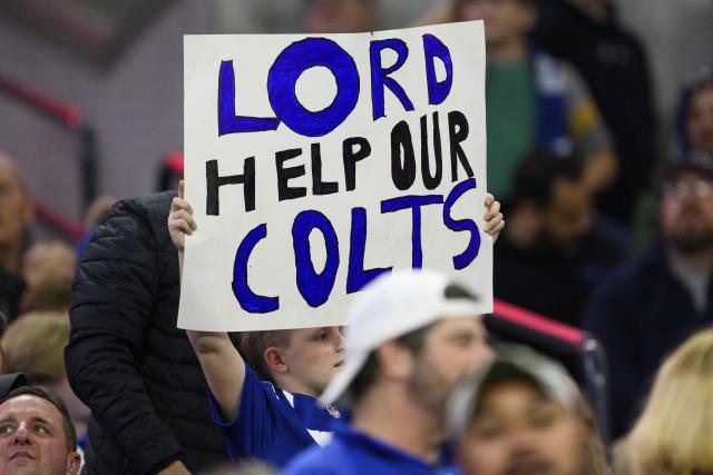 Colts fans are asking for assistance in turning their team back around. (AP Photo/Zach Bolinger)
