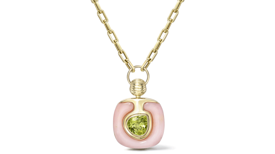 Retrouvai Gold, Pink Opal and Tourmaline Impetus Necklace - Credit: Retrouvai