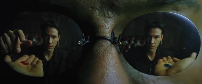 <div><p>"Morpheus gives Neo a choice: If he takes the blue pill, he stays in the Matrix, and if he takes the red pill, he gets out of the Matrix. The red pill is later revealed to be a tracking program used to pull him out of the people-goo-battery thing — but what does the blue pill really do?</p><p>"Morpheus later explains that people who like control and are subconsciously willing to stay in the Matrix have the possibility of eventually being morphed into agents. I think that if Neo had gotten that far in and decided to back out, with Morpheus and everyone there, during an incredibly risky retrieval mission, he would've turned into an agent at any time. <b>So, reasonably, I don't believe that the blue pill would've sent Neo back to his 'normal' life. It's much more likely that it would've killed him.</b>"</p><p>—<a href="https://www.reddit.com/r/FanTheories/comments/nhf135/the_matrix_the_blue_pill_is_poison/" rel="nofollow noopener" target="_blank" data-ylk="slk:u/Nyxto;elm:context_link;itc:0;sec:content-canvas" class="link ">u/Nyxto</a></p></div><span> Warner Bros.</span>