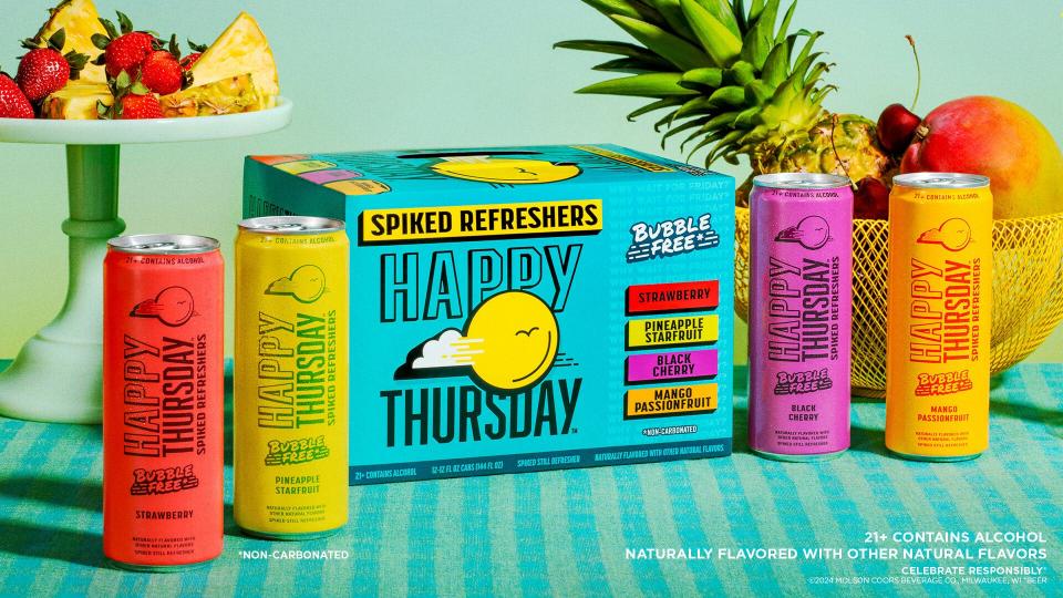 Molson Coors Beverage Company releases Happy Thursday, a new line of non-carbonated, fruit-flavored spiked refreshers.