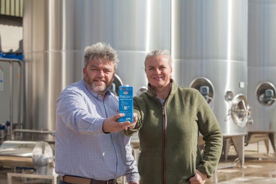 The Glebe Farm owners, Phillip and Rebecca Rayner, with their carton (Glebe Farm)