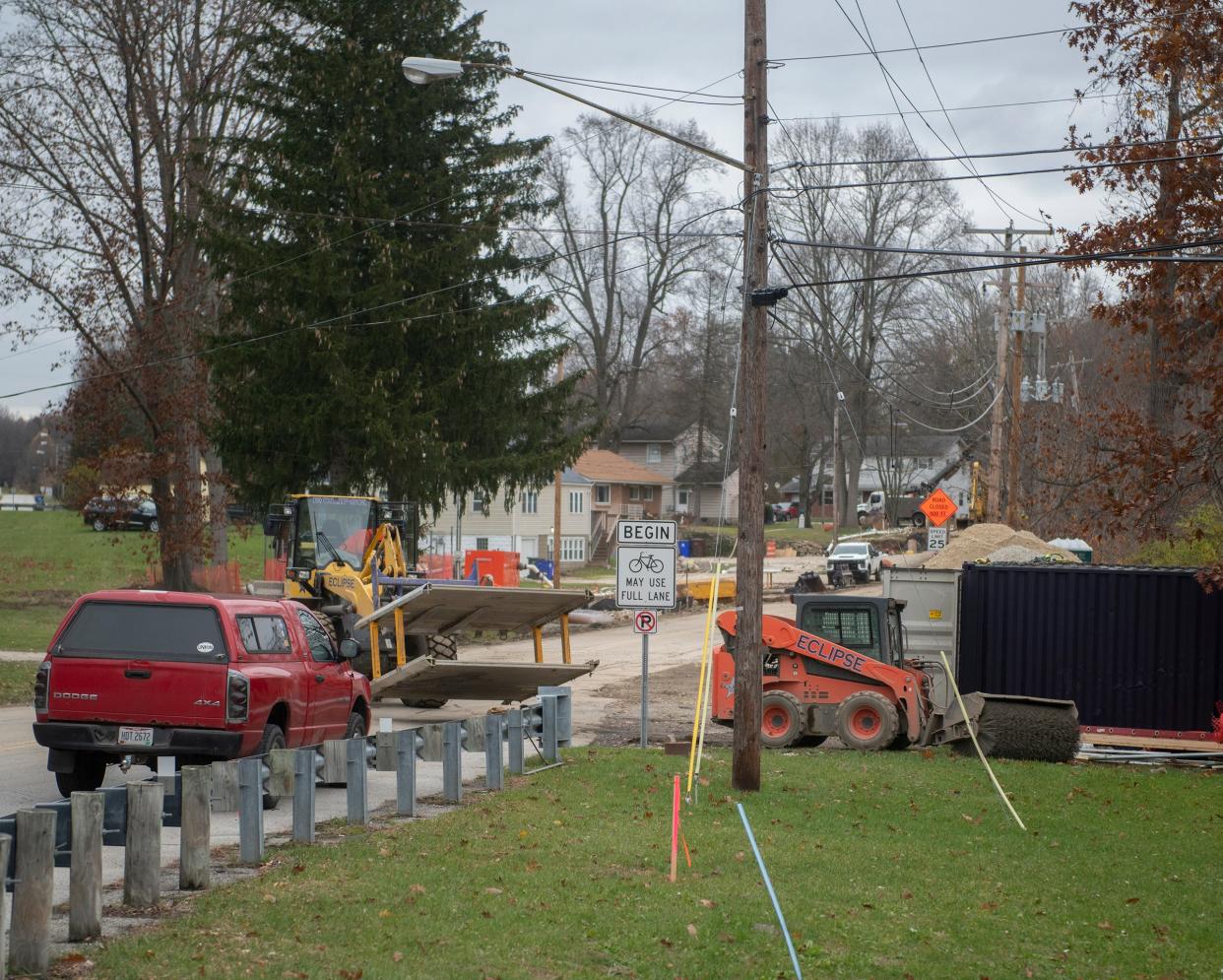 A road closed sign is seen on Middlebury Road in Kent, where contractors are working on a sanitary sewer pump station. Infrastructure funding, which could help pay for projects like this, is slowly finding its way to Ohio, but it's not clear how much money is coming to Portage County, or what the restrictions might be on spending the dollars.