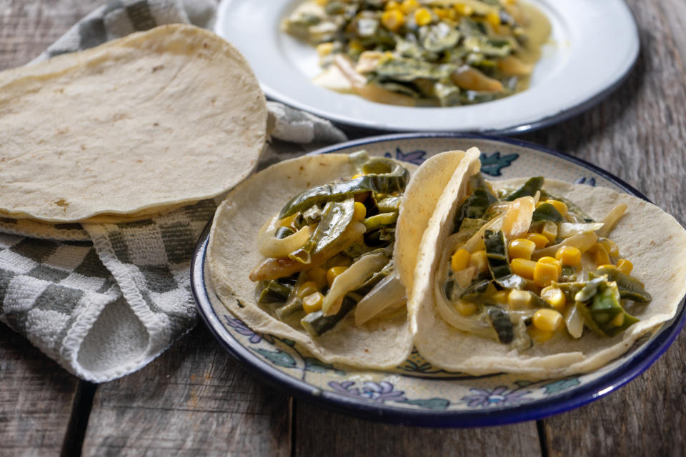 Tacos with poblano peppers