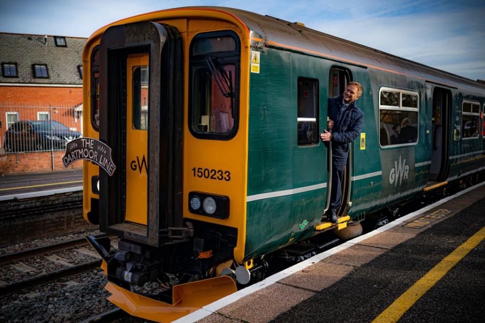 A passenger train has run on a line in Devon ahead of regular public services returning after being axed nearly 50 years ago (Ben Birchall/PA) (PA Wire)