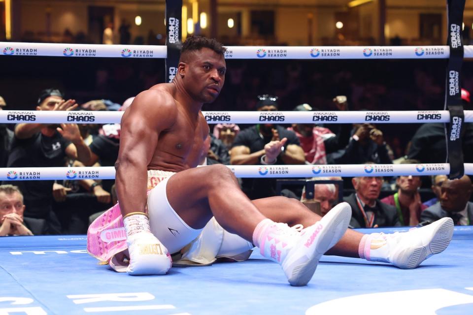Ngannou was knocked down three times by Joshua (Getty Images)