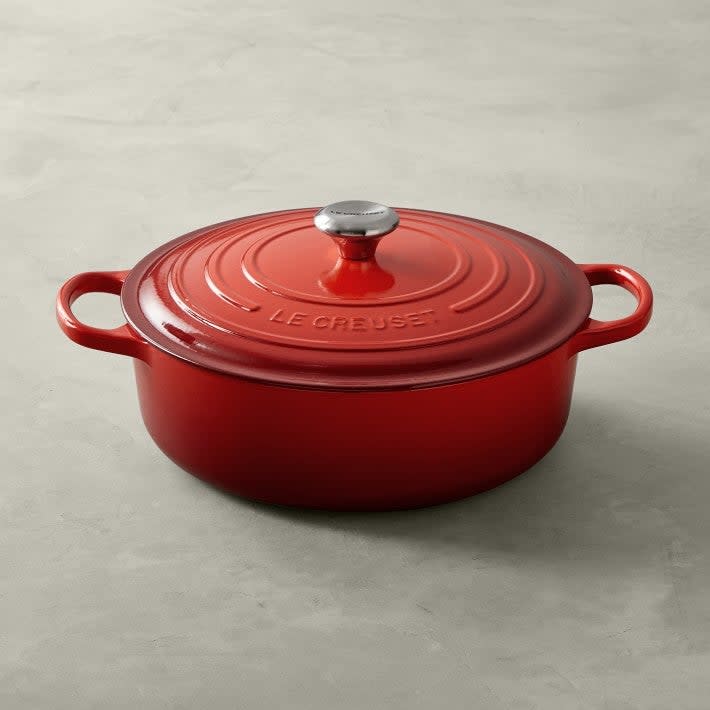 <h3>Williams Sonoma</h3><br><strong>Dates:</strong> Limited time<br><strong>Deal: </strong>Extra 20% off clearance; free fast shipping on orders of $79+<br><strong>Promo Code: </strong>EXTRA; SHIP4FREE<br><br><em>Shop </em><strong><em><a href="https://www.williams-sonoma.com/" rel="nofollow noopener" target="_blank" data-ylk="slk:Williams Sonoma" class="link ">Williams Sonoma</a></em></strong><br><br><strong>Le Creuset</strong> Signature Enameled Cast Iron Round Wide Dutch Oven, $, available at <a href="https://go.skimresources.com/?id=30283X879131&url=https%3A%2F%2Fwww.williams-sonoma.com%2Fproducts%2Fle-creuset-signature-round-wide-dutch-oven%2F%3Fpkey%3Dcview-all" rel="nofollow noopener" target="_blank" data-ylk="slk:Williams Sonoma" class="link ">Williams Sonoma</a>