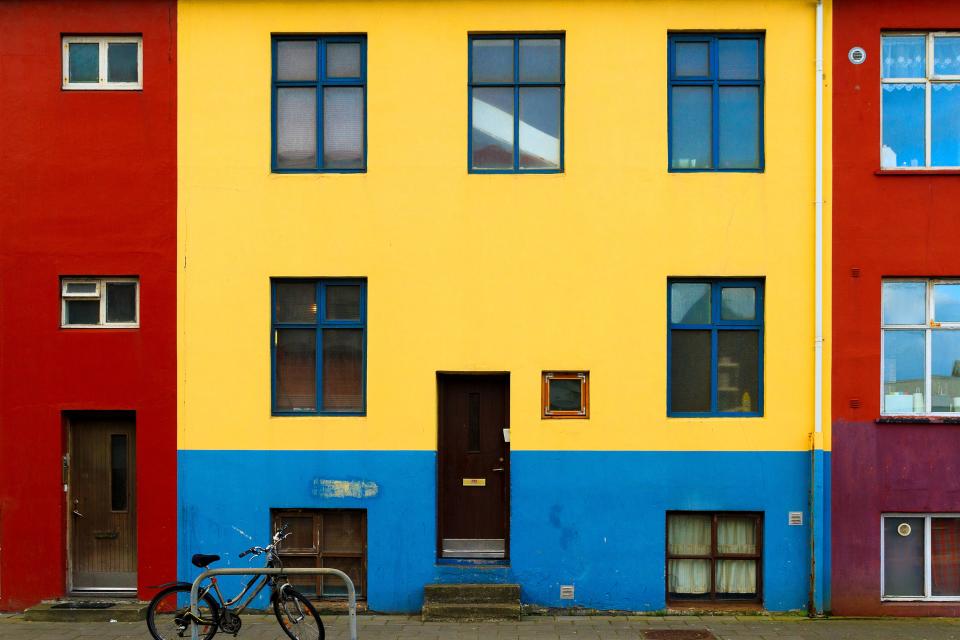 Colorful buildings in the streets of Reykjavik, Iceland.