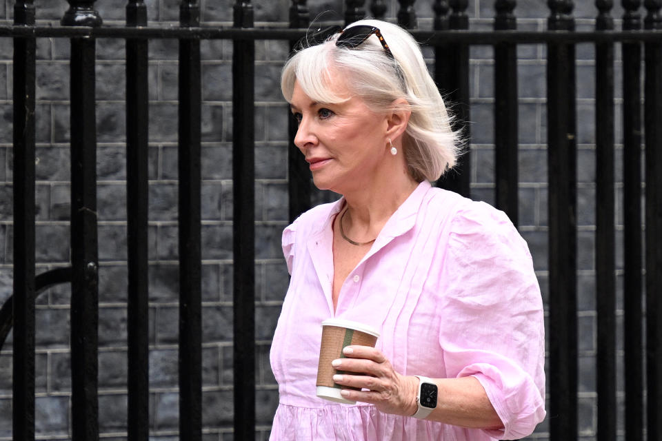 Culture Secretary Nadine Dorries arrives for a Cabinet meeting at 10 Downing Street on July 12, 2022 in London, England. Boris Johnson appointed new ministers last week to take the place of ministers who resigned their posts forcing him to stand down as Conservative party leader and Prime Minister. Johnson remains in the post in a caretaker position until a new leader is returned on September 5,2022. (Photo by Leon Neal/Getty Images)