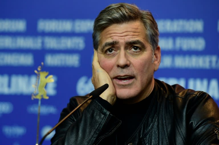 US actor George Clooney attends a press conference for the film "Hail, Caesar!" at the Berlinale film festival on February 11, 2016