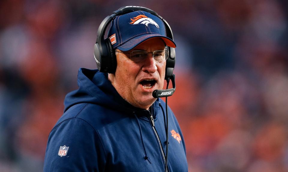 Broncos coach Vic Fangio during a 2019 game vs. the Raiders.