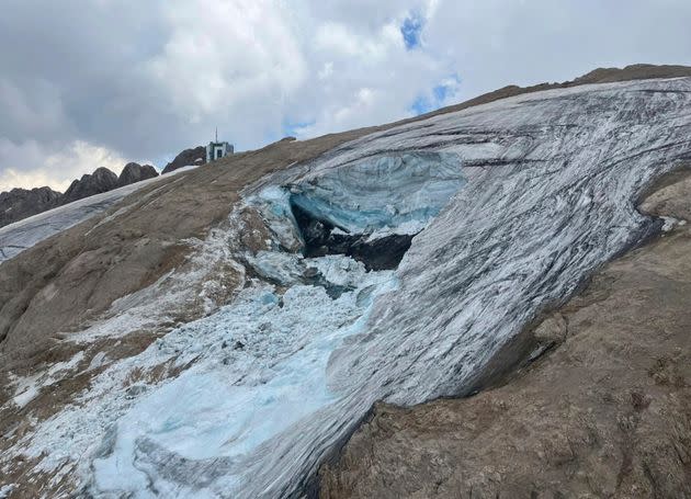 This undated image made available Monday, July 4, 2022, by the press office of the Autonomous Province of Trento shows the glacier in the Marmolada range of Italy's Alps near Trento from which a large chunk has broken loose Sunday, killing at least six hikers and injuring nine others. (Photo: Autonomous Province of Trento via Associated Press)