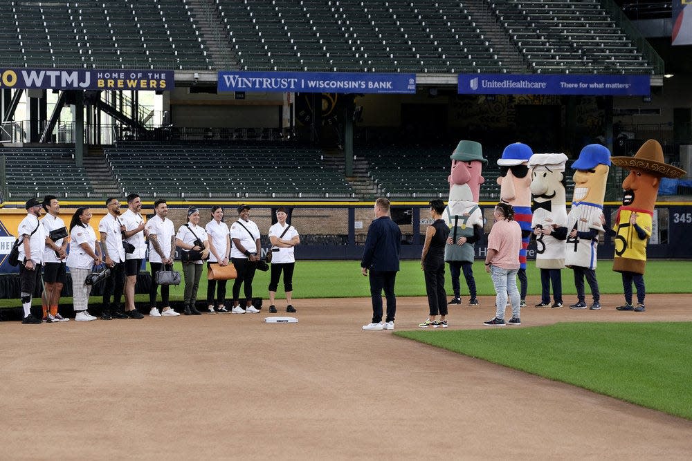 Episode 7 of "Top Chef: Wisconsin" took place at American Family Field, home to the Milwaukee Brewers and its Famous Racing Sausages.