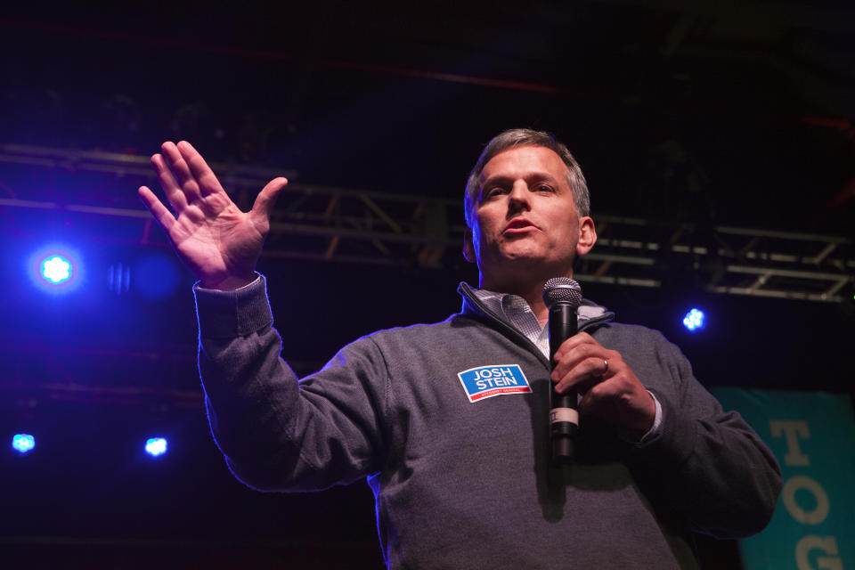 North Carolina Attorney General candidate Josh Stein speaks during Get Out the Vote at The Fillmore Charlotte on November 6, 2016 in Charlotte, North Carolina.  (Jeff Hahne/Getty Images)