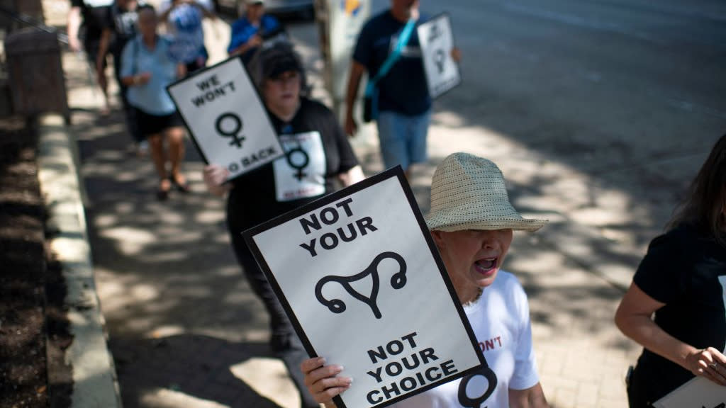  Abortion rights protesters march in Austin, Texas. 