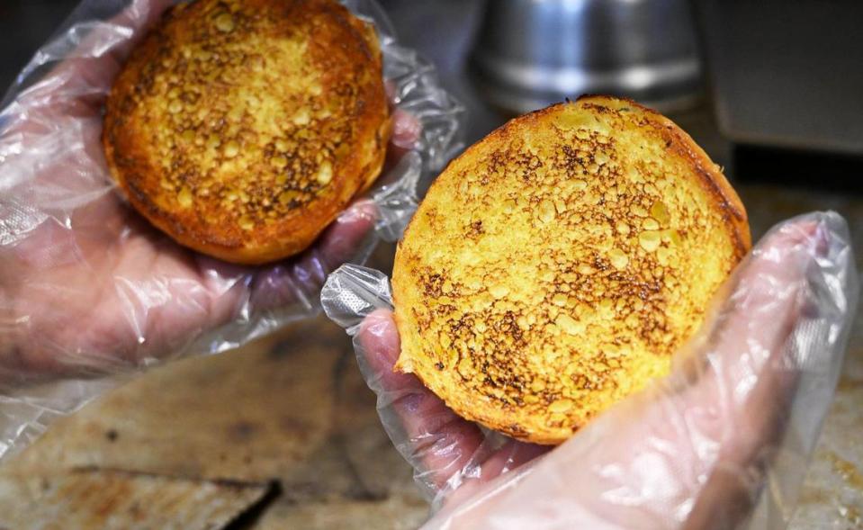 Toasted buttery buns from Buttery Buns, located just south of Fresno at Highway 99 and North Avenue. Photographed Wednesday, June 21, 2023.