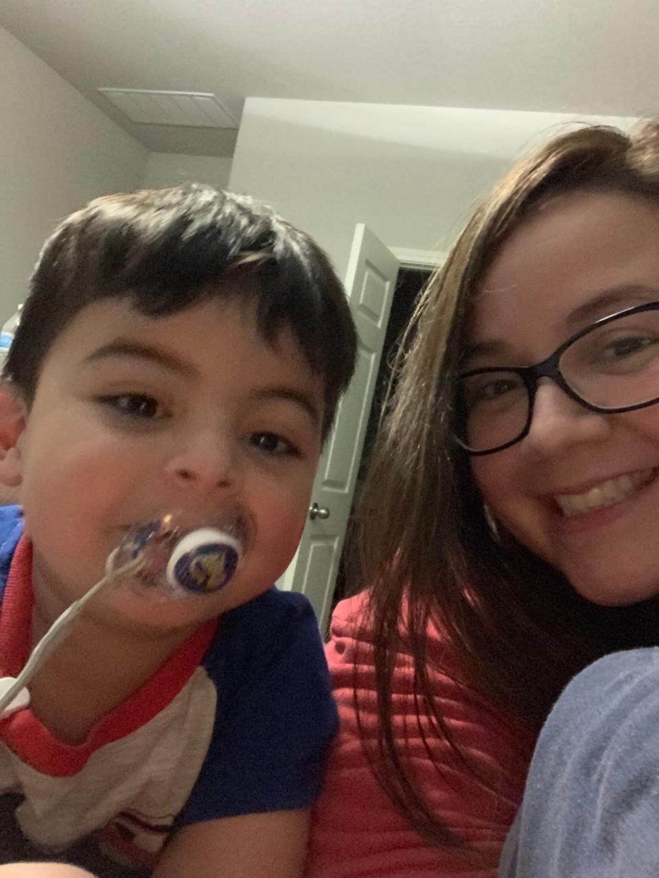 Lucy Garcia, shown with son Liam, found her brain tumor by accident when she had vertigo and numbness in her arm last November.