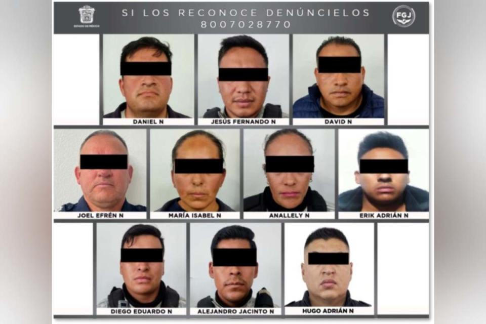 Los 10 policías ligados a una célula criminal del CJNG. Foto: Fiscalía Edomex