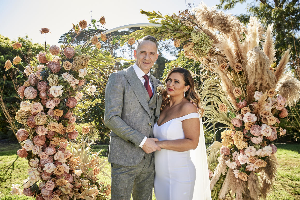 MAFS groom Steve Burley and his bride Mishel Meshes on their wedding day.