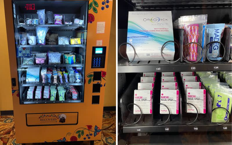 The machines—one at a convenience store in Nett Lake on the reservation, the other an hour east at the tribe’s Fortune Bay Casino , offers community members access to no-cost health safety items and other essentials. (photo courtesy of Miranda Lilya)