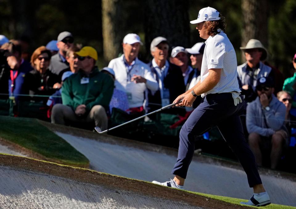 Ohio State golfer Neal Shipley lines up a shot on the seventh hole at the Masters on Friday.