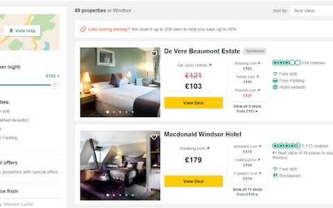 A screen shot of the Trip Advisor website offering hotels at a discounted rate - Credit: Trip Advisor