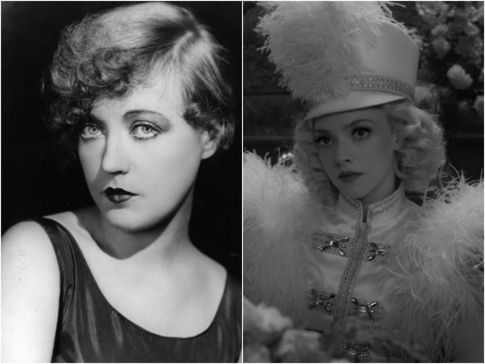 <p>Marion Davies (left) and as portrayed by Amanda Seyfried in Mank (right)</p>Getty/Netflix