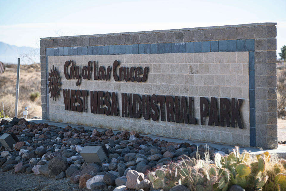 A sign introduces drivers to the West Mesa Industrial Park in Las Cruces on Friday, Jan. 14, 2022. The area in recent years was renamed the Las Cruces Innovation and Industrial Park.