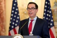 FILE PHOTO: U.S. Treasury Secretary Mnuchin addresses news conference on Iran sanctions in Washington