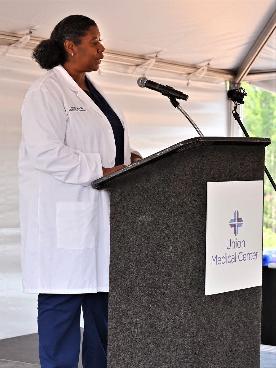 Ground was broken Tuesday on the new Union Medical Center replacement facility. Among speakers was Dr. Natashia Jeter.