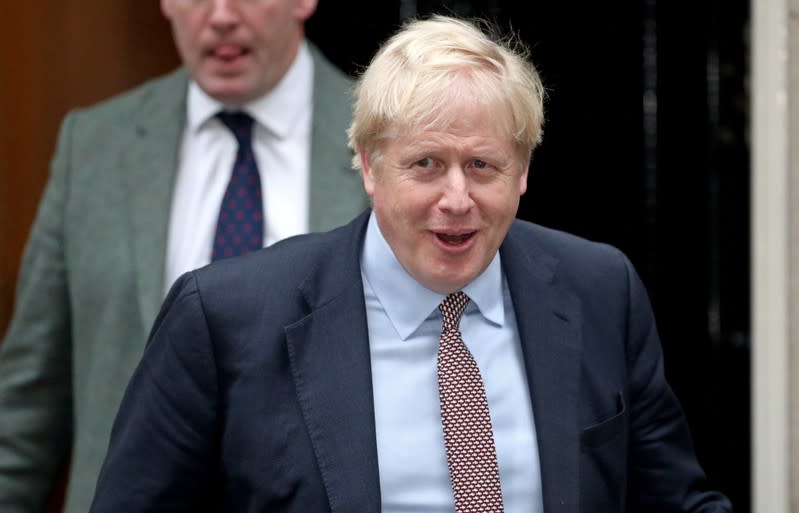 FILE PHOTO: British Prime Minister Boris Johnson is seen outside Downing Street in London