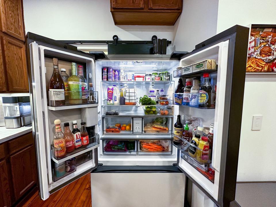 food stocked in samsung bespoke refrigerator