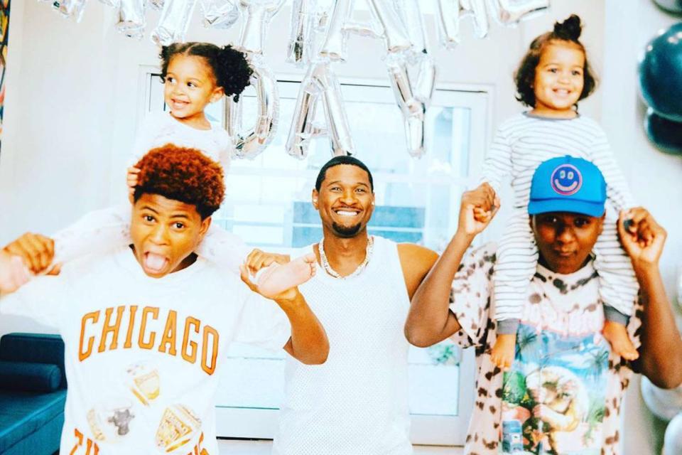 <p>Instagram/usher</p> Usher with his children Usher V, Naviyd, Sovereign and Sire