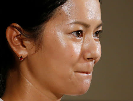 Former women's world number one golfer Ai Miyazato of Japan attends a news conference to announce her retirement in Tokyo, Japan May 29, 2017. REUTERS/Issei Kato