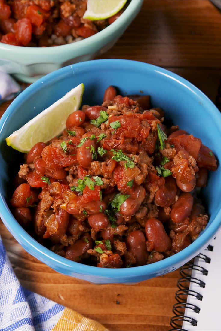 <p>This chili could not come together any faster, but it'll taste like it's been simmering for hours. Serve it over brown rice for a hearty dinner you can actually feel good about.</p><p>Get the recipe from <a href="https://www.delish.com/cooking/recipe-ideas/a23307816/instant-pot-beef-chili-recipe/" rel="nofollow noopener" target="_blank" data-ylk="slk:Delish;elm:context_link;itc:0;sec:content-canvas" class="link ">Delish</a>. </p>